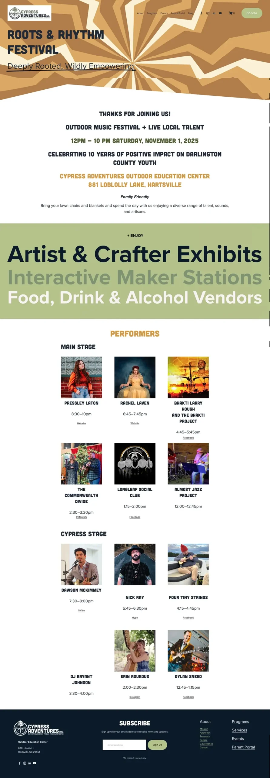 Roots & Rhythm Landing Page